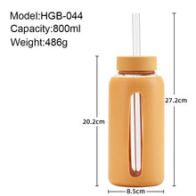 Load image into Gallery viewer, Glass Water Bottle with Time Marker &amp; Silicone Sleeve ~ Stay Hydrated on Every Walk! 🐾
